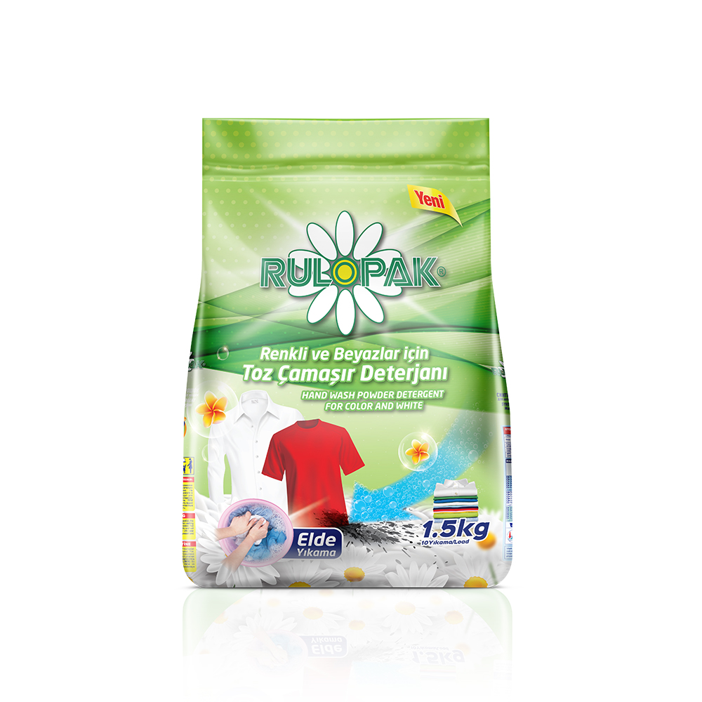 RULOPAK ELDE YIKAMA RENKLİ VE BEYAZLAR İ&Ccedil;İN TOZ &Ccedil;AMAŞIR DETERJANI 1,5 KG 
